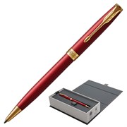 Ручка шариковая PARKER "Sonnet Core Intense Red Lacquer GT", корпус красный глянцевый лак, позолоченные детали, черная, 1931476 101010142347