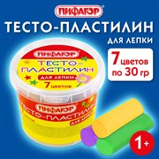 Пластилин на растительной основе (тесто для лепки) ПИФАГОР, 7 цветов, 210 г, пластиковый стакан, 104544