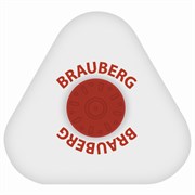 Ластик BRAUBERG "Universal", 45х45х10 мм, белый, треугольный, красный пластиковый держатель, 222473 101010222473