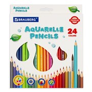 Карандаши цветные акварельные BRAUBERG PREMIUM AQUARELLE, 24 цвета, грифель 4 мм, 181673 101010181673