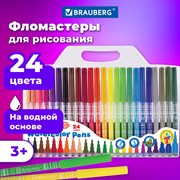 Фломастеры BRAUBERG "PREMIUM", 24 цвета, КОРПУС С ПЕЧАТЬЮ, вентилируемый колпачок, ПВХ-упаковка с европодвесом, 151944 101010151944