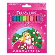 Фломастеры BRAUBERG "Rose Angel", 12 цветов, вентилируемый колпачок, картонная упаковка, увеличенный срок службы, 150556 101010150556