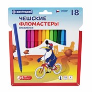 Фломастеры 18 ЦВЕТОВ CENTROPEN "Пингвины", смываемые, вентилируемый колпачок, 7790/18ET, 7 7790 1886 101010150057