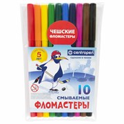 Фломастеры 10 ЦВЕТОВ CENTROPEN "Пингвины", смываемые, вентилируемый колпачок, 7790/10ET, 7 7790 1086 101010150055