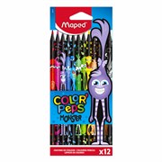 Карандаши цветные MAPED "COLOR PEP'S Black Monster", набор 12 цветов, пластиковый корпус, 862612 101010181986