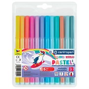 Фломастеры ПАСТЕЛЬНЫЕ 12 ЦВЕТОВ CENTROPEN "Colour World Pastel", смываемые, 7550/12TP, 7 7550 1287 101010152079