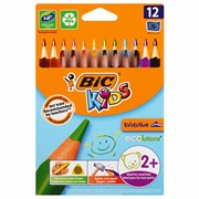 Карандаши цветные утолщенные BIC "Kids Evolution Triangle", 12 цветов, пластиковые, трехгранные, картонная упаковка, 8297356 101010180344