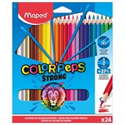 Карандаши цветные MAPED "COLOR PEP'S Strong", набор 24 цвета, грифель 3,2 мм, пластиковый корпус, 862724 101010181989