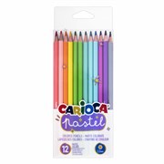 Карандаши цветные пастельные CARIOCA "Pastel", 12 цветов, шестигранные, заточенные, ПВХ чехол, 43034 101010181702