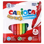 Фломастеры утолщенные CARIOCA (Италия) "Bravo", 12 цветов, суперсмываемые, 42755 101010151910