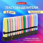 Набор текстовыделителей 15 ПАСТЕЛЬНЫХ ЦВЕТОВ на подставке, BRAUBERG "DELTA PASTEL", линия 1-5 мм, 152507 101010152507