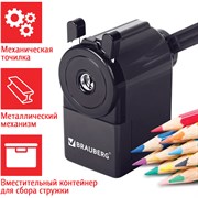 Точилка механическая BRAUBERG "JET", металлический механизм, корпус черный, 229566 101010229566