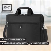 Сумка-портфель BRAUBERG с отделением для ноутбука 15,6", "Tempo", карман, черная, 40х30х4 см, 240453 101010240453