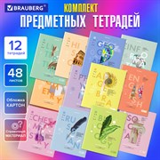 Тетради предметные со справочным материалом, КОМПЛЕКТ 12 ПРЕДМЕТОВ, 48 л., обложка картон, BRAUBERG, "VISION", 404323