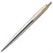 Ручка шариковая PARKER "Jotter Core Stainless Steel GT", корпус серебро, позолота, синяя, 1953182 101010142376 - фото 11517897