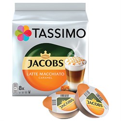 Кофе в капсулах JACOBS "Latte Macchiato Caramel" для кофемашин Tassimo, 8 порций (16 капсул), 8052186 - фото 10122059