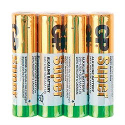 Батарейки КОМПЛЕКТ 4 шт., GP Super, AAA (LR03, 24А), алкалиновые, мизинчиковые, в пленке, 24ARS-2SB4 - фото 10124077