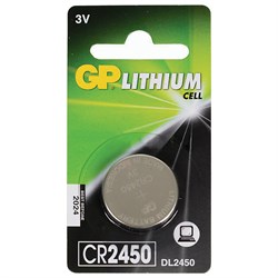 Батарейка GP Lithium, CR2450, литиевая, 1 шт., в блистере, CR2450-2C1 - фото 10124217