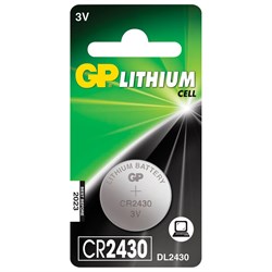 Батарейка GP Lithium, CR2430, литиевая, 1 шт., в блистере, CR2430-8C1 - фото 10124220