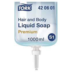 Картридж с жидким мылом-гелем для тела и волос одноразовый TORK (Система S1) Premium, 1 л, 421601, 420601 101010602955 - фото 10697306