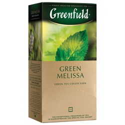 Чай GREENFIELD "Green Melissa" зеленый с мятой и мелиссой, 25 пакетиков в конвертах по 1,5 г - фото 10724875