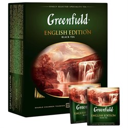 Чай GREENFIELD "English Edition" черный цейлонский, 100 пакетиков в конвертах по 2 г, 1383-09 - фото 10724907
