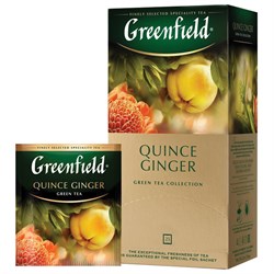 Чай GREENFIELD "Quince Ginger" зеленый с японской айвой и имбирем, 25 пакетиков в конвертах по 2 г, 1388-10 - фото 10725004