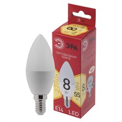Лампа светодиодная ЭРА, 8(55)Вт, цоколь Е14, свеча, теплый белый, 25000 ч, LED B35-8W-2700-E14, Б0050694 - фото 11535084