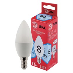 Лампа светодиодная ЭРА, 8(55)Вт, цоколь Е14, свеча, нейтральный белый, 25000 ч, LED B35-8W-4000-E14, Б0050200 - фото 11535095