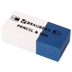 Ластик BRAUBERG "PENCIL & INK", 39х18х12 мм, для ручки и карандаша, бело-синий, 229578 101010229578 - фото 11542685