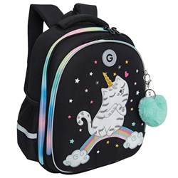 Ранец GRIZZLY анатомическая спинка, c брелоком, для девочек, RAINBOW CAT, 36х28х20 см, RAz-486-2/1 101010272786 - фото 11555979