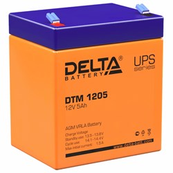 Аккумуляторная батарея для ИБП любых торговых марок, 12 В, 5 Ач, 90х70х101 мм, DELTA, DTM 1205 - фото 11579514