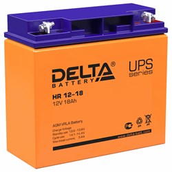 Аккумуляторная батарея для ИБП любых торговых марок, 12 В, 18 Ач, 181х77х167 мм, DELTA, HR 12-18 - фото 11579524