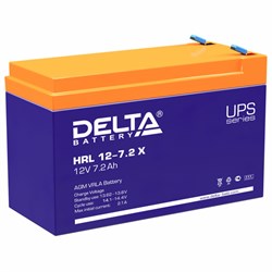 Аккумуляторная батарея для ИБП любых торговых марок, 12 В, 7,2 Ач, 151х65х94 мм, DELTA, HRL 12-7.2 X - фото 11579528
