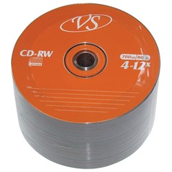 Диски CD-RW VS 700 Mb 4-12x Bulk (термоусадка без шпиля), КОМПЛЕКТ 50 шт., VSCDRWB5001 - фото 11581830