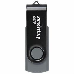 Флеш-диск 64 GB SMARTBUY Twist USB 2.0, черный, SB064GB2TWK - фото 11582020