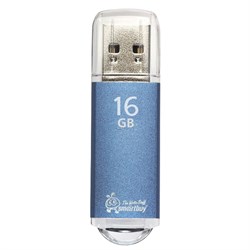 Флеш-диск 16 GB, SMARTBUY V-Cut, USB 2.0, металлический корпус, синий, SB16GBVC-B - фото 11582109