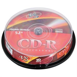 Диски CD-R VS 700 Mb 52x Cake Box (упаковка на шпиле), КОМПЛЕКТ 10 шт., VSCDRCB1001 - фото 11582154
