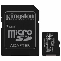 Карта памяти microSDXC 64 GB KINGSTON Canvas Select Plus, UHS-I U1, 100 Мб/с (class 10), адаптер, SDCS2/64GB - фото 11582222