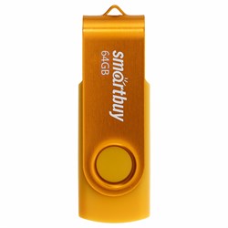 Флеш-диск 64 GB SMARTBUY Twist USB 2.0, желтый, SB064GB2TWY 101010513912 - фото 11582389