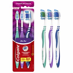 Зубная щетка НАБОР (2+1) COLGATE "Зиг заг", средней жесткости, FVN59964 - фото 11591089