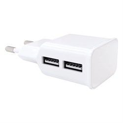 Зарядное устройство сетевое (220В) RED LINE NT-2A, 2 порта USB, выходной ток 2,1 А, белое, УТ000009405 - фото 9975476