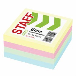 Блок самоклеящийся (стикеры) STAFF PROFIT ПАСТЕЛЬНЫЙ, 76х76 мм, 400 листов, 4 цвета, 129352 - фото 9976920