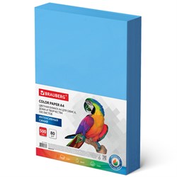 Бумага цветная BRAUBERG, А4, 80 г/м2, 500 л., интенсив, синяя, для офисной техники, 115214 - фото 9977918