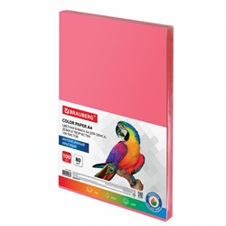 Бумага цветная BRAUBERG, А4, 80 г/м2, 100 л., интенсив, красная, для офисной техники, 112449 - фото 9978039