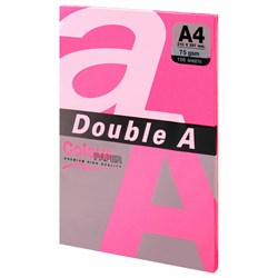 Бумага цветная DOUBLE A, А4, 75 г/м2, 100 л., неон, розовая - фото 9978178