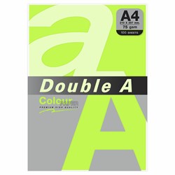 Бумага цветная DOUBLE A, А4, 75 г/м2, 100 л., неон, зеленая - фото 9978200
