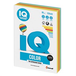 Бумага цветная IQ color, А4, 80 г/м2, 250 л., (5 цветов x 50 листов), микс интенсив, RB02 - фото 9978281
