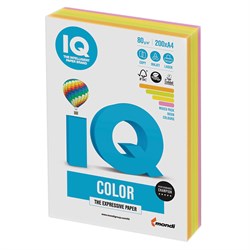 Бумага цветная IQ color, А4, 80 г/м2, 200 л., (4 цвета x 50 листов), микс неон, RB04 - фото 9978286