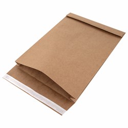 Конверт-пакет В4 объемный (250х353х40 мм), до 300 листов, крафт-бумага, отрывная полоса, 391157 - фото 9982365